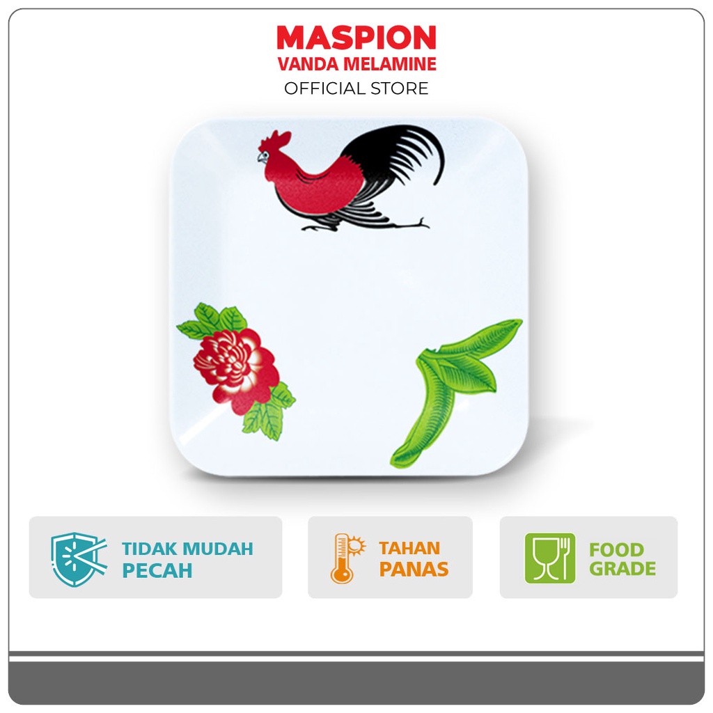 Maspion Vanda Melamin Piring Kotak 5.5 Inch Ayam