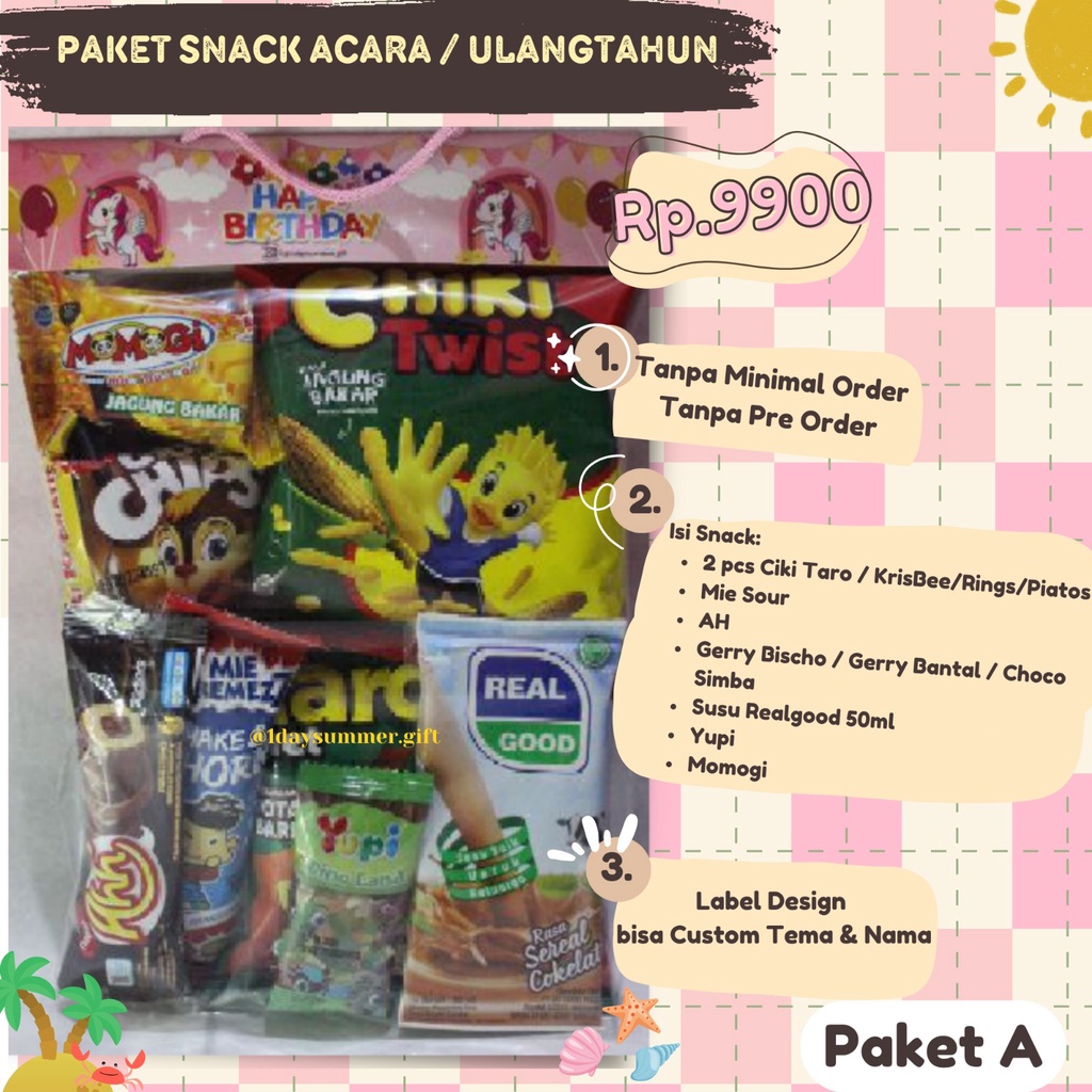 

PAKET SNACK ULANG TAHUN / BINGKISAN SNACK / SOUVENIR ULANG TAHUN / [PAKET A]