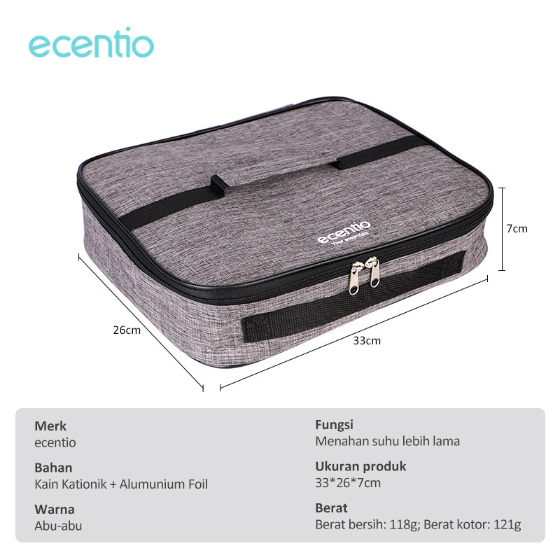 ecentio tas bekal lunch bag Isolasi panas dan dingin tas tote cooler besar tempat bekal tas