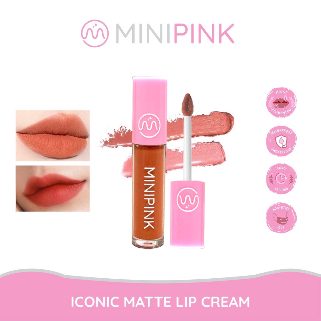 LIPSTIK LEMBUT MINIPINK LIP MATTE CREAM TAHAN LAMA WATERPROOF PELEMBAB PIGMENTASI TINGGI