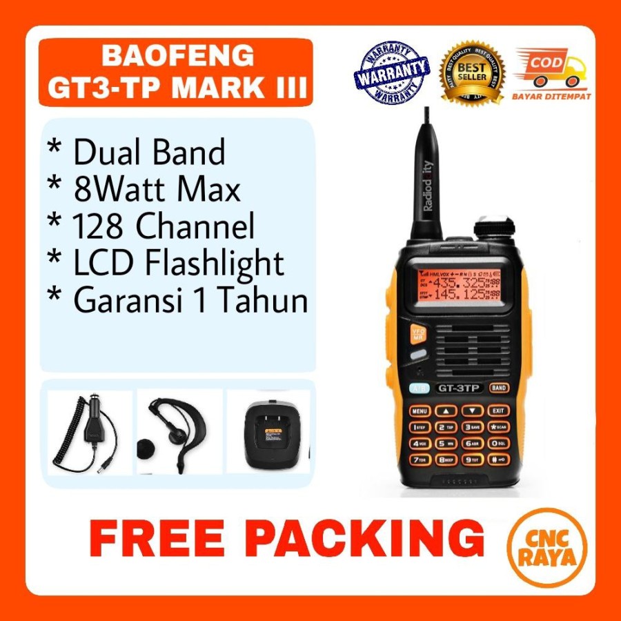 HT Bofeng GT-3TP Mark III Dual band VHF/UHF Garansi 1 Tahun Walkie Talkie | Baofeng BF GT 3TP dual band 8Watt Handy Talky | H T GT3 TP GT3TP radio Handie talkie Walky talky