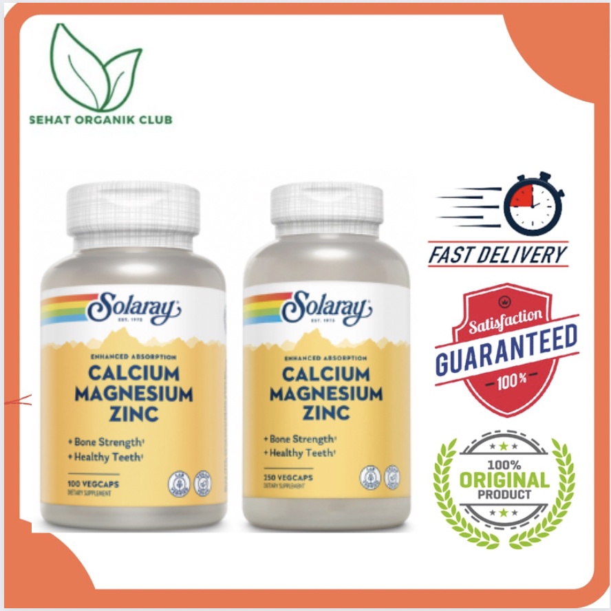 Solaray Calcium Magnesium Zinc 250 VegCaps ; Solaray Calcium Magnesium Zinc 100 Veg Caps - ORI USA