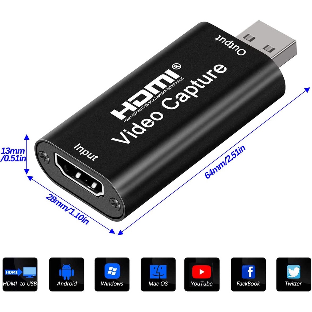 【LIPI】Mini USB 2.0 1080P Video Card Capture Grabber Multimedia HD Video Cards Support 4K Input USB