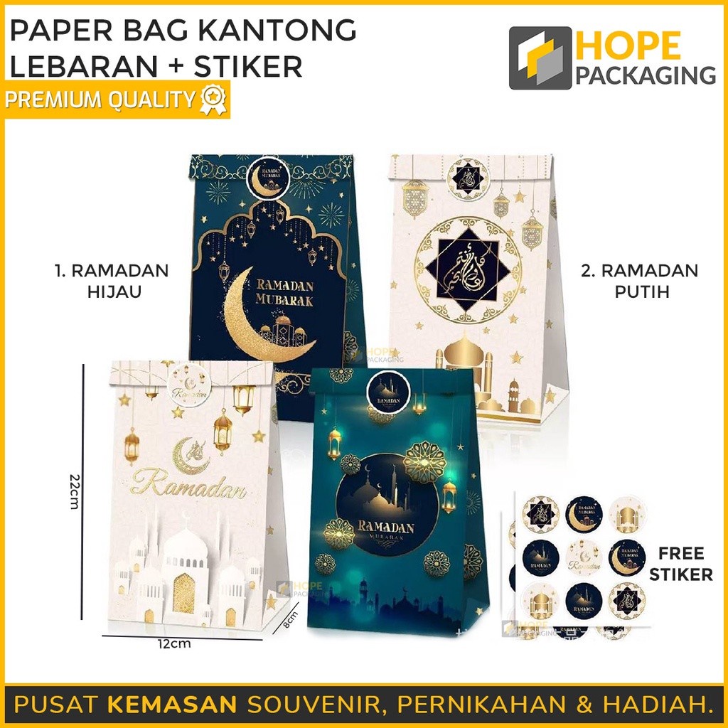 

[Harga / 5 pcs] Paperbag Kantong Lebaran + Sticker/ Kantong Hampers Lebaran /Kantong Kertas Kraft Lebaran/Pacakging Lebaran