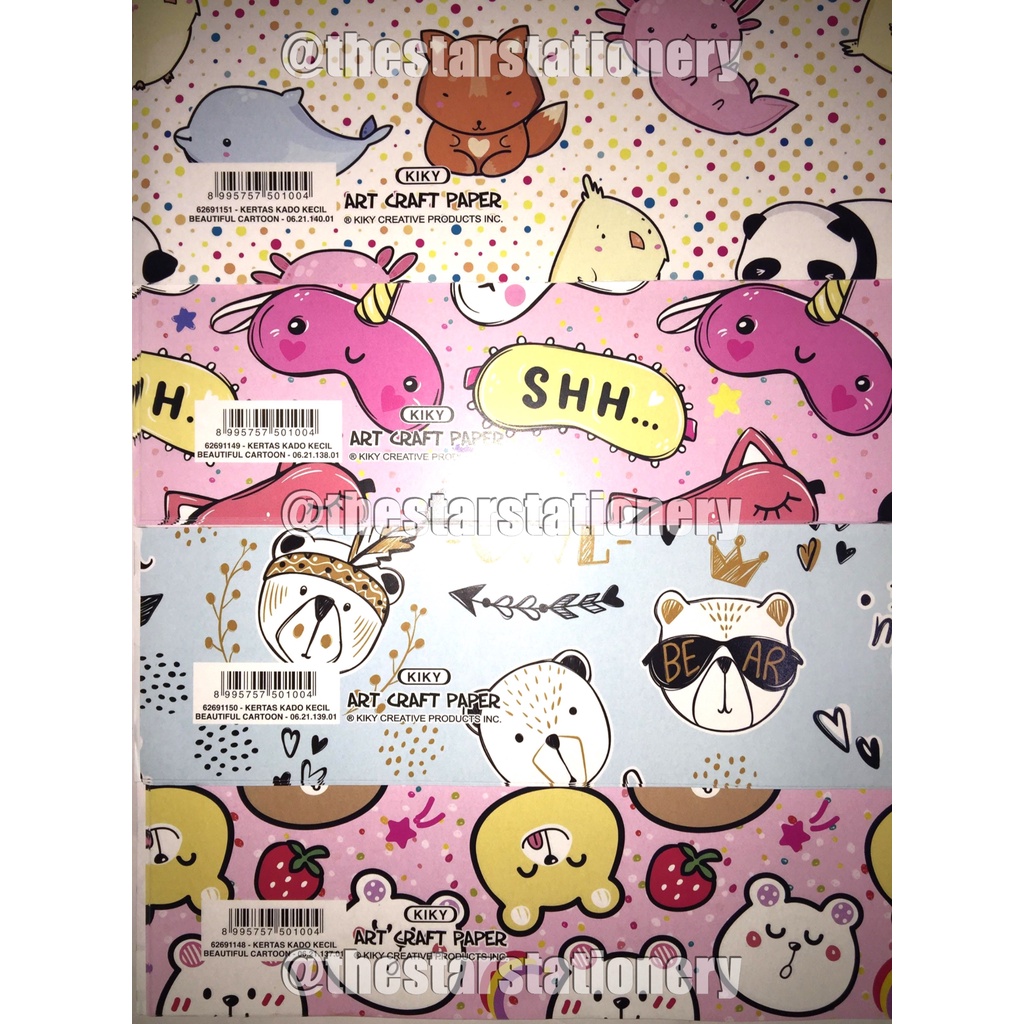 

Kertas Kado Kiky Kecil Motif Fancy Uk. 48 x 62 cm ( 10 Lembar )