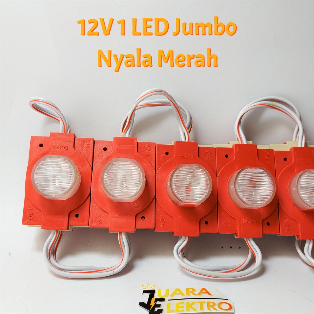 LED MODULE 12V 1 LED Jumbo Nyala Putih, Merah, Kuning, Hijau, Biru