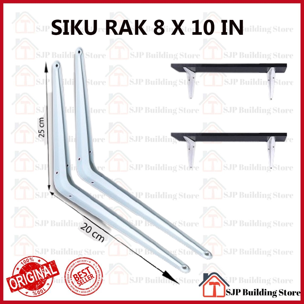 Siku Rak Besi L Putih Uk. 8x10 Inch l Shelf Bracket l Penyangga Ambalan 1 Pcs