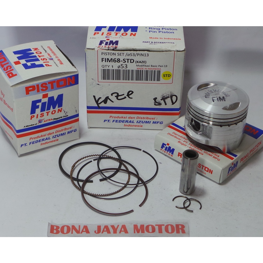 PISTON KIT(SEHER) KAWASAKI KAZE MERK FIM UKURAN STD,50,100,150,200,300 PIN 13