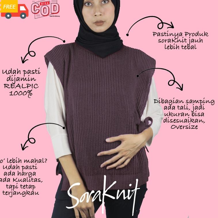 HARGA TERMURAAH Outer Rompi Rajut Wanita Jumbo Panjang Tanpa Lengan Vest Knit Oversize Premium