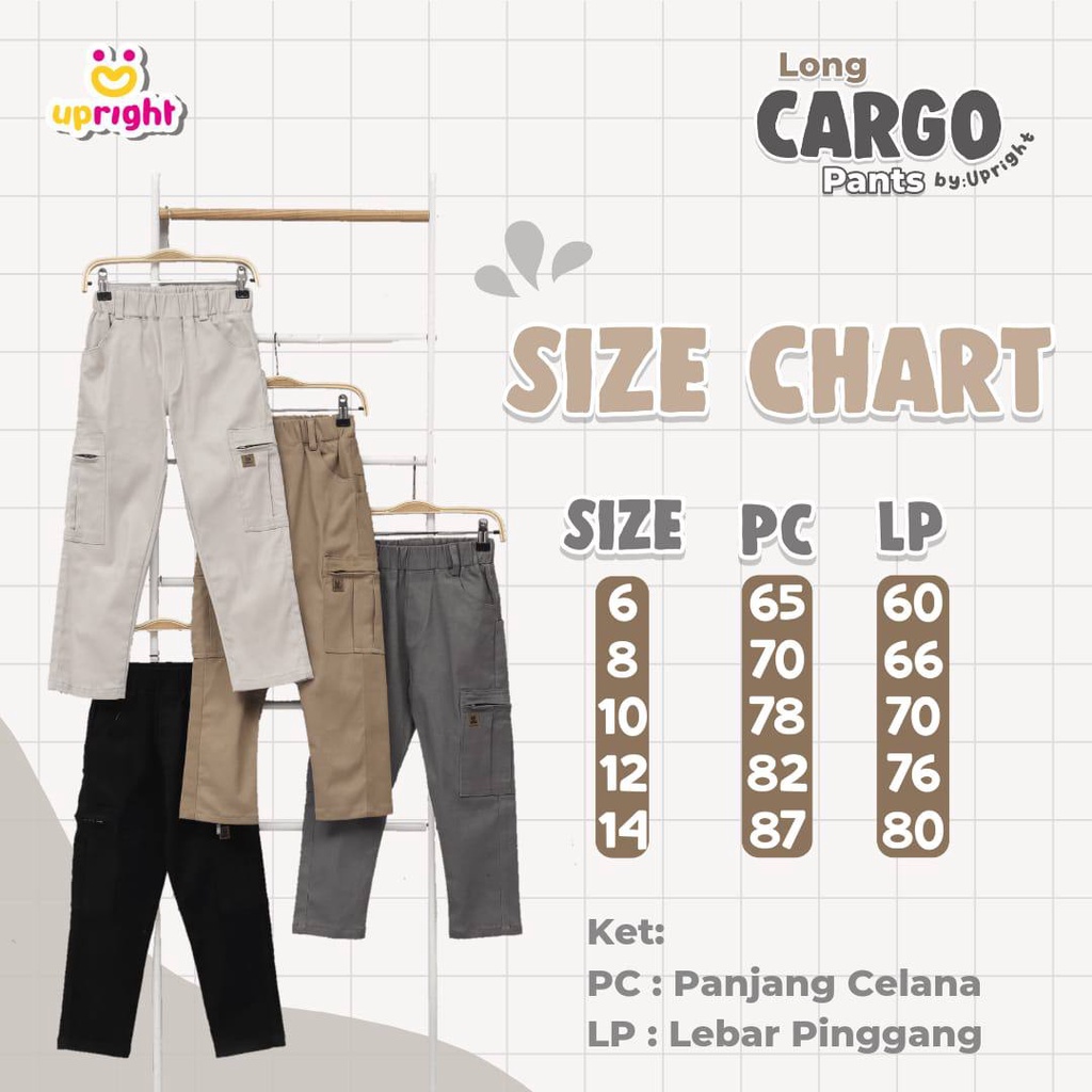 Celana Panjang chinos anak Long Cargo pants by Upright