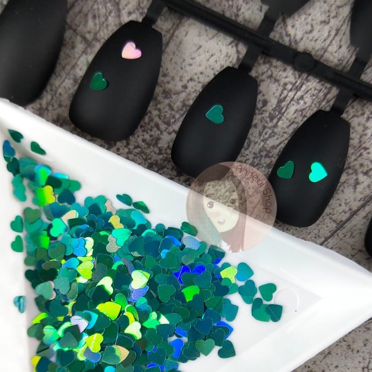 Part 2 - 500 pcs 4 Point Side Star Butterfly Heart Love Glitter Sequins Nail Art Manik-manik Kuku Wajah Craft Kosmetik Hiasan Kuku Eye Korean Make Up Handphone Decorations Wedding Party Cosplay Color Warna Warni