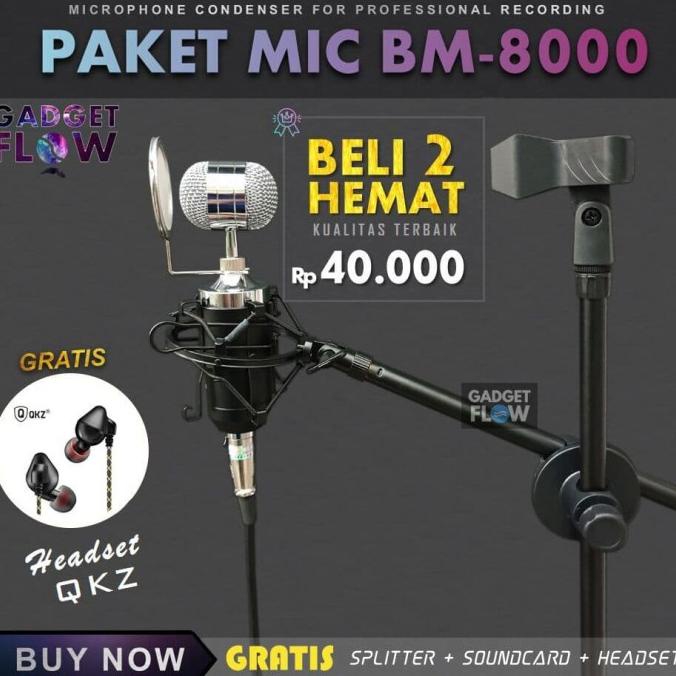 PAKET MIC BM 8000 STAND Microphone BM8000 Youtube Gaming DISCORD