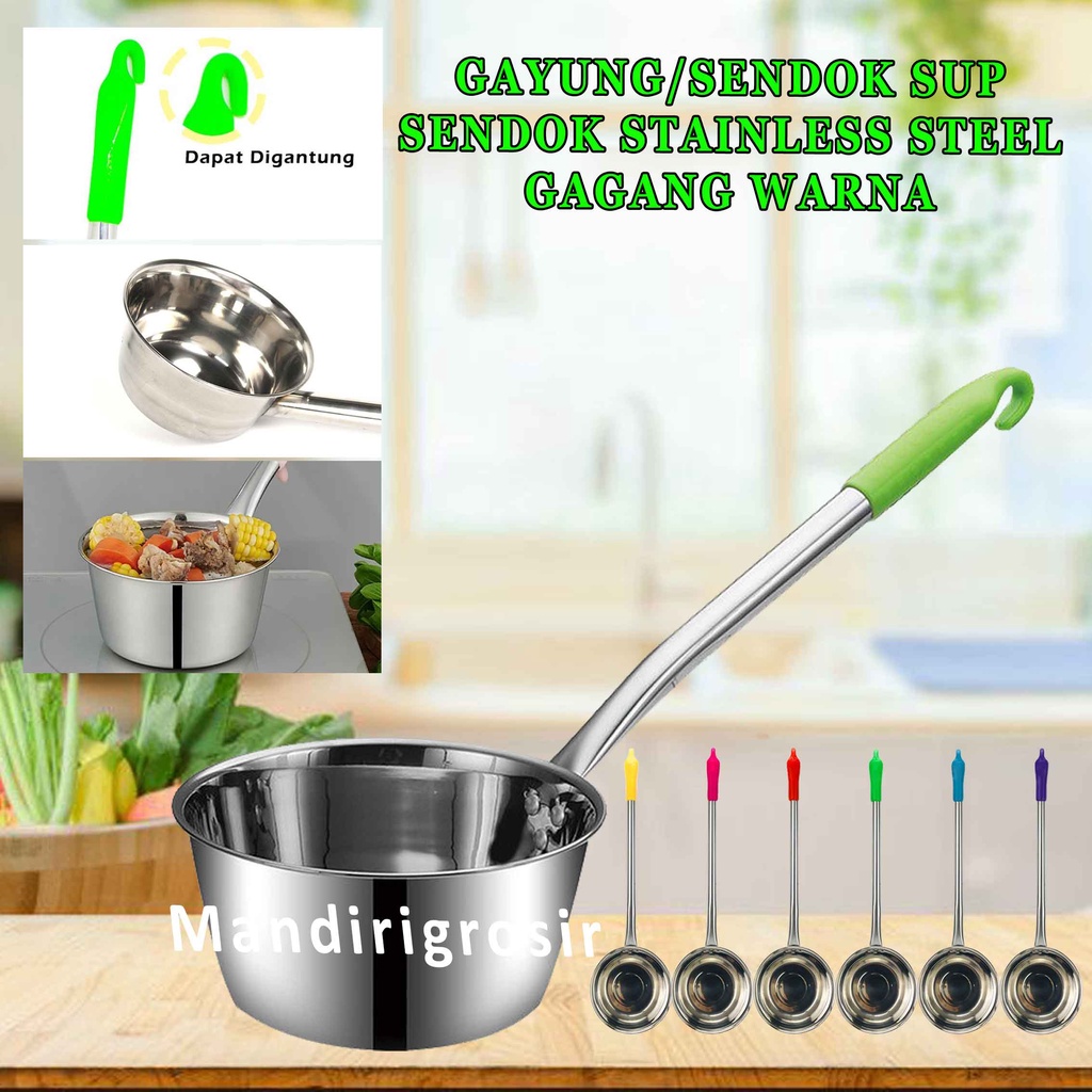 Sendok Stainless Steel* Gayung Sendok Sup* Gayung Pegangan Warna* Multifungsi