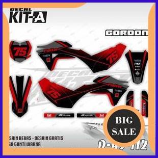 Decal Dekal Klx Gordon Custom Hitam black item gradasi merah red supermotor 1M4R23 onderdil