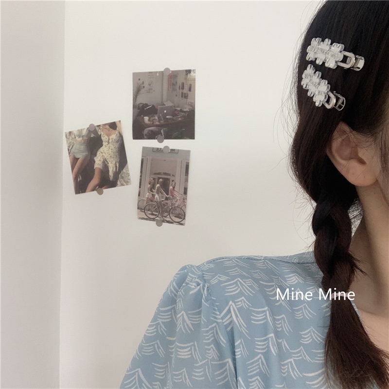 Simple Flower Love Mirror Hairclip Duck Bill Jepit Rambut Gadis Poni Klip