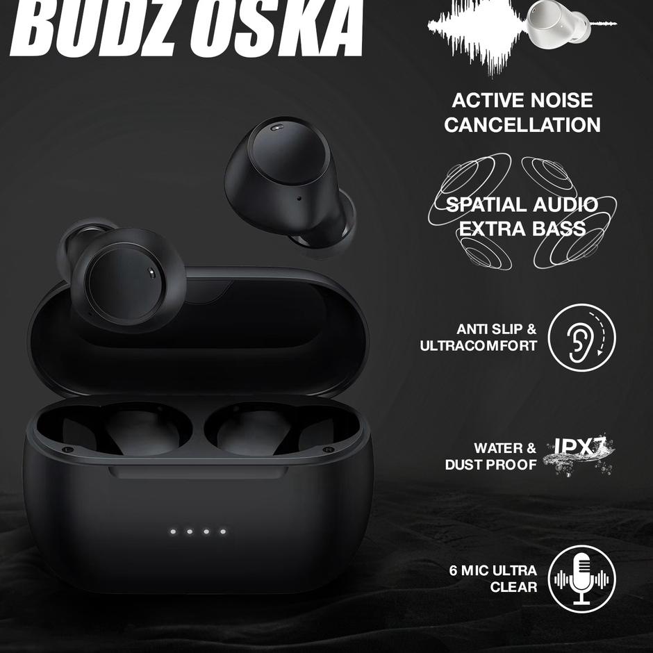 ☃ Budz Oska Noise  Earphone Wireless TWS Bluetooth Headset Gaming Sport Hifi Aptx Qualcomm In Ear Mi