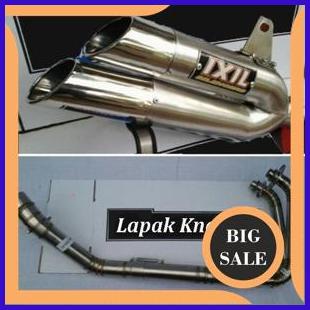 Knalpot IXIL Double Muffler Titan Full Set Ninja 300Fi ABS SE, Ninja 250Fi / Karbu, Z250 1M4R23 perk
