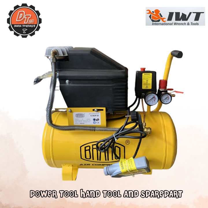 Mesin Kompresor Angin Listrik BRANO 1hp 24L  Compressor