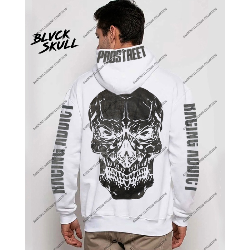 Sweater Hoodie Pria Prostreet Premium Distro / Sweater Hoodie Prostreet Black Skull Bahaan Katun