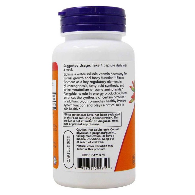 Now Foods Biotin 5000mcg 60 VegCaps Asam Amino ORI USA