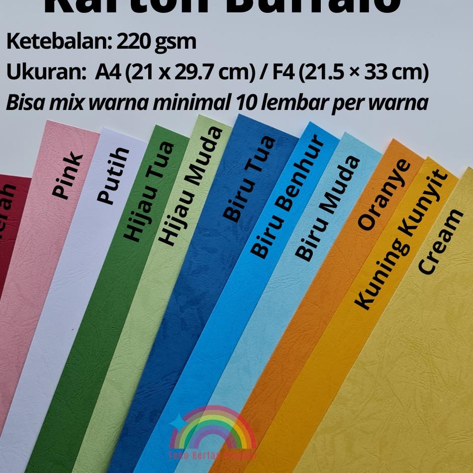 

✨TERBARU✨ karton buffalo tebal 220 gsm isi 50 pcs ukuran A4/F4 !!!