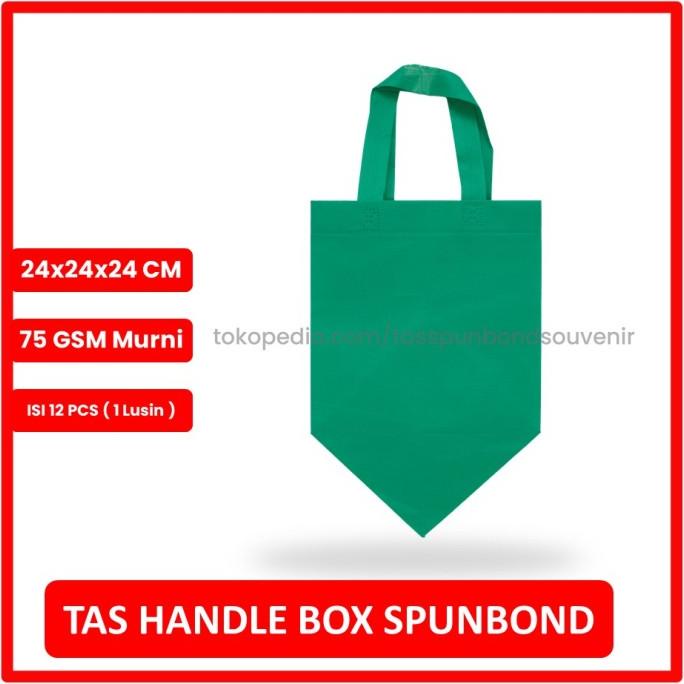 :::::::] Goodie Bag Spunbond Box 24x24x24 Hijau Tua Lusin / Tas Spunbond Polos