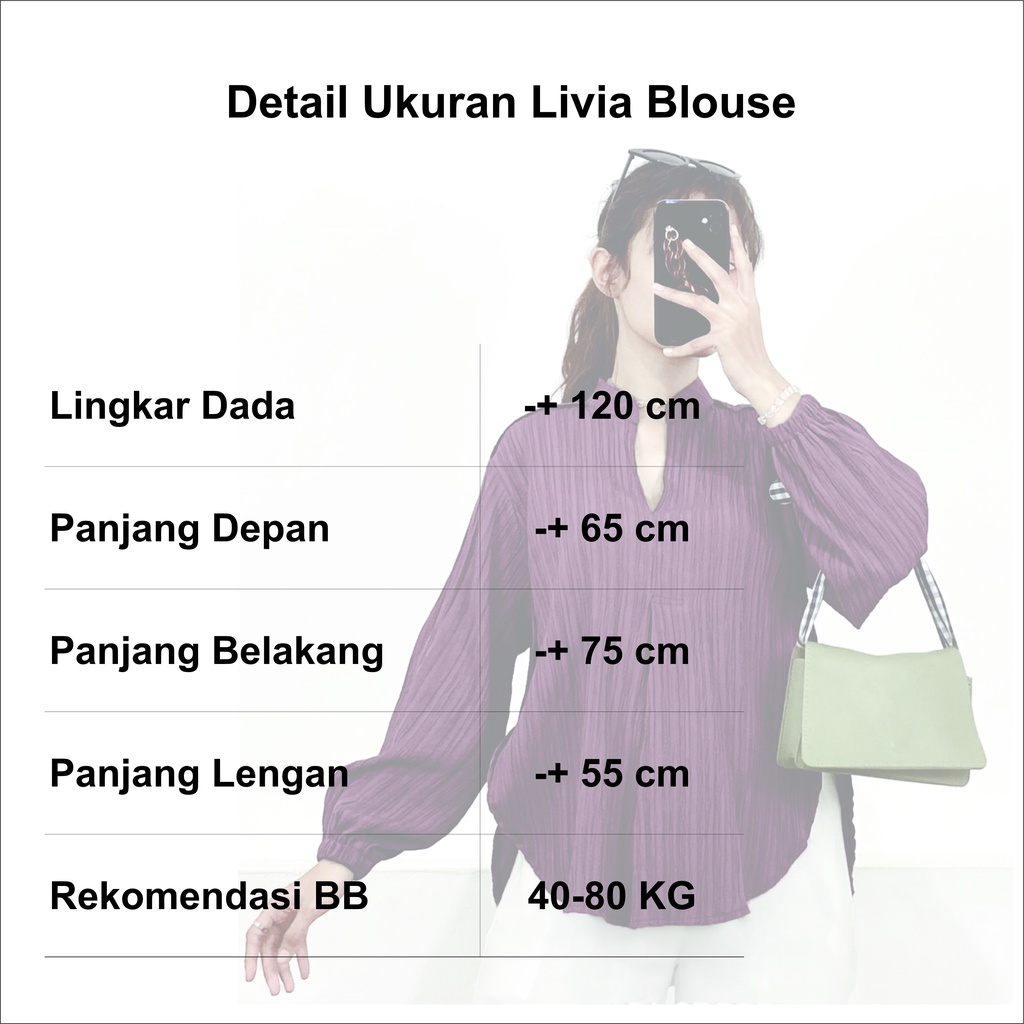 Livia Blouse - Atasan Wanita Polos - Blouse Lady Crush - Outer Wanita