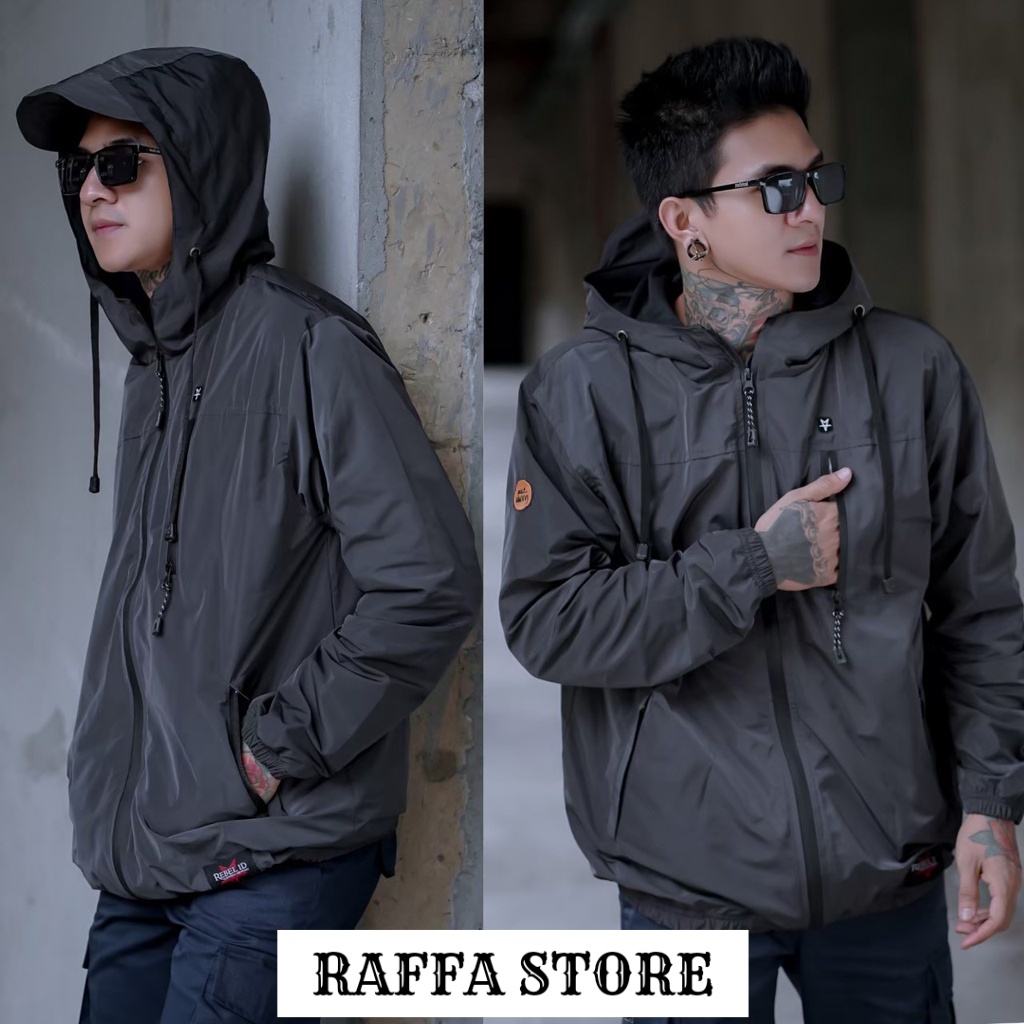 Rafastore Jaket Parasut Pria Original Taslan JN Ori Parasit Switer Cowok Polos Distro Terbaru Murah Hoodie Gunung Outdoor Dewasa Anti Air Keren Tebal Jacket