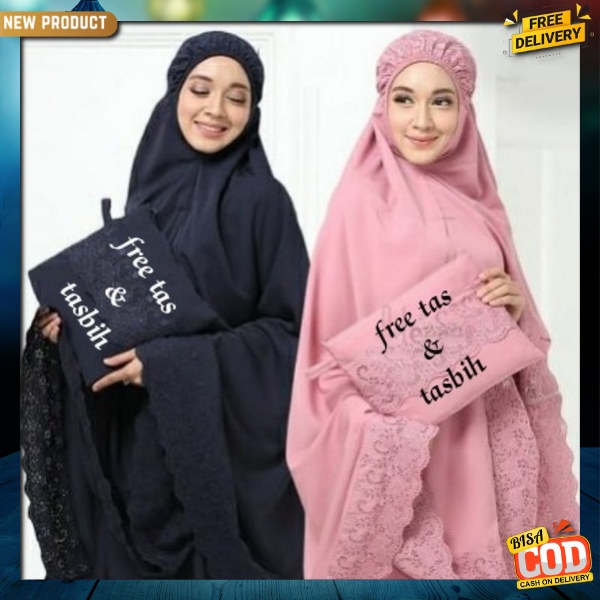 Peralatan Shalat Wanita Muslimah Mukena Hari Raya 2023 Mukkensh Bahan Adem Premium Mukena Polos Keki