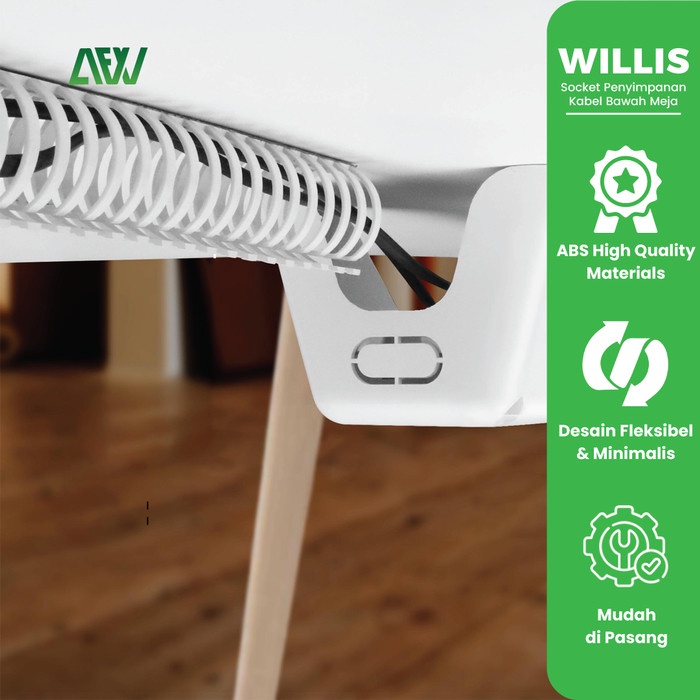 

Terlaris Willis Socket Penyimpanan Kable Bawah Meja Storage Cable Management