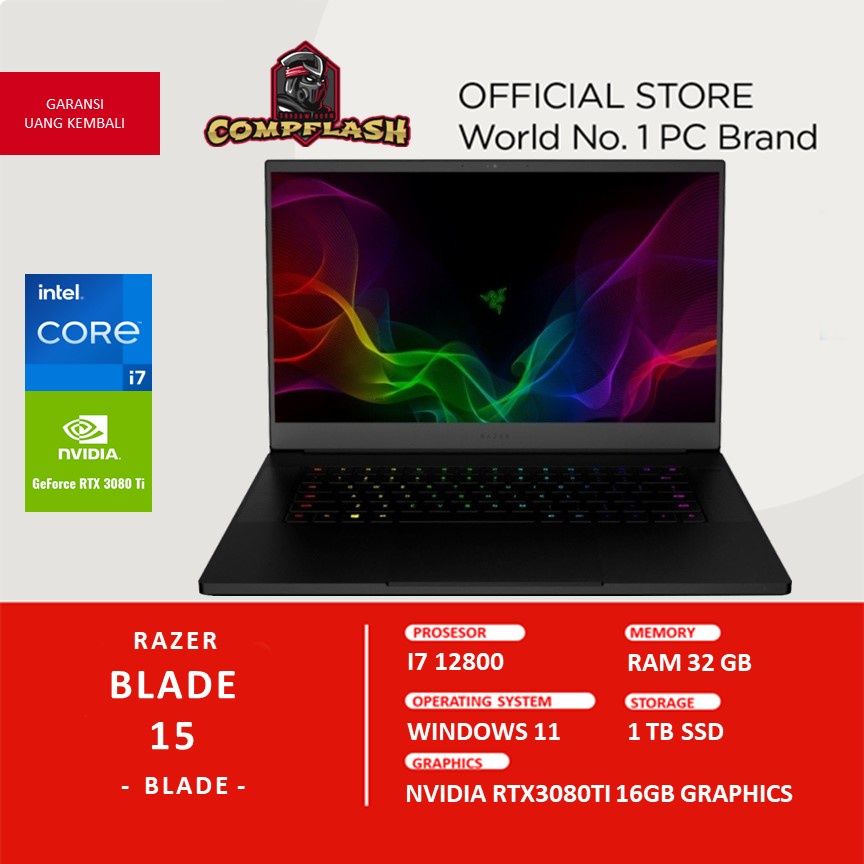 LAPTOP RAZER BLADE 15 RTX3080TI 16GB I7 12800 32GB 1TBSSD FHD