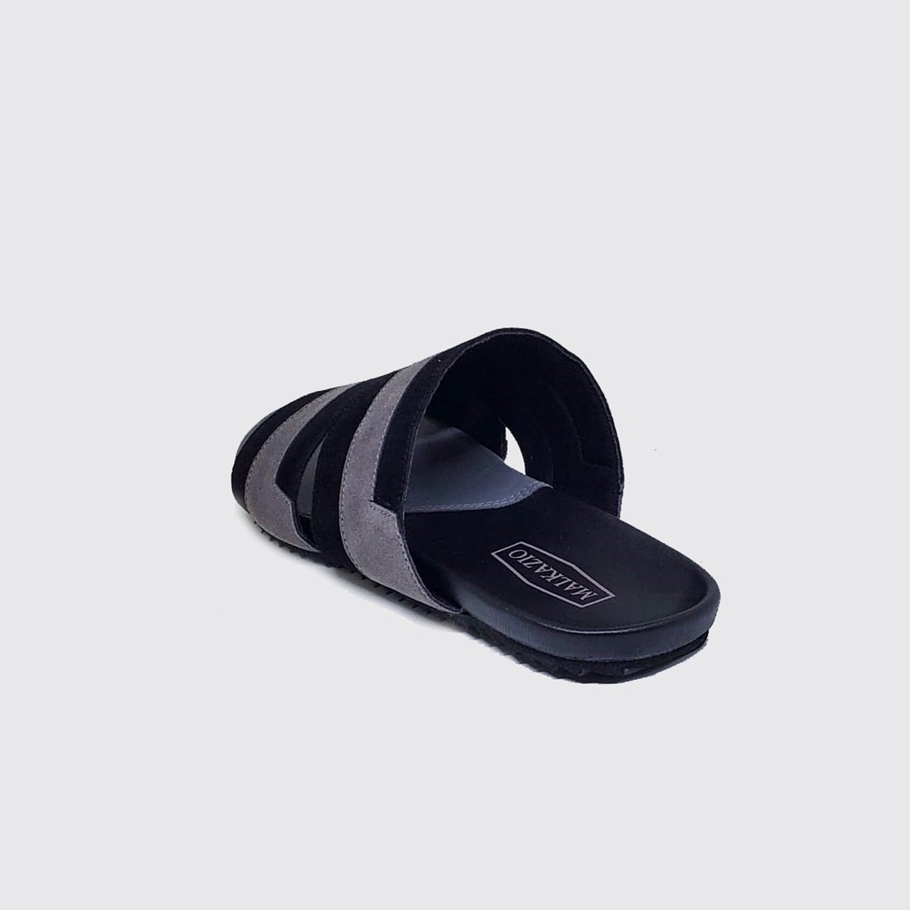 ALZELVIN X ZAGIB | Sandal Pria Black Grey Flat Big Size Sendal Slide Casual Cowok Ukuran Jumbo 43-47