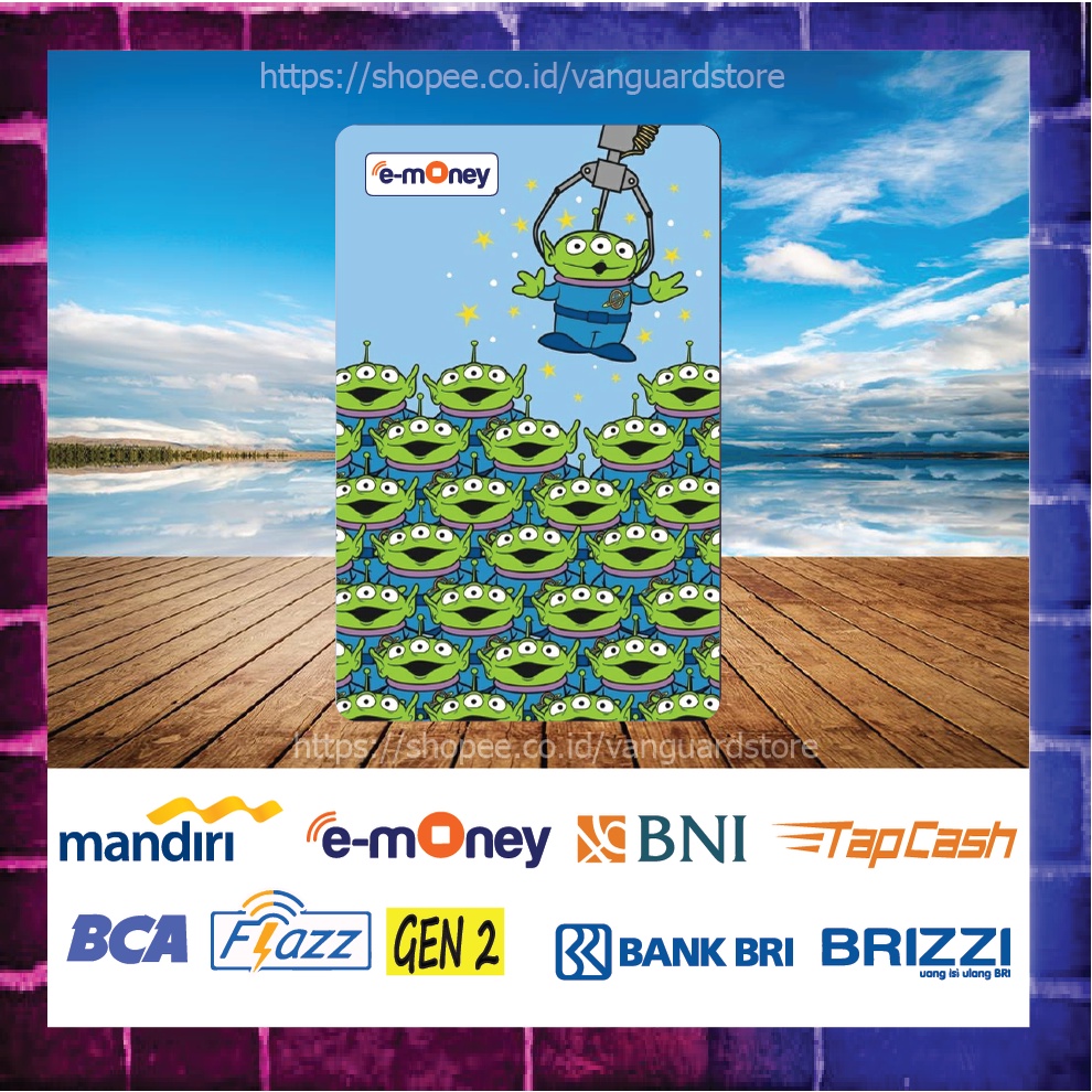 KARTU E MONEY E TOLL GAMBAR ALIENS MESIN CAPIT KARTUN EMONEY MANDIRI FLAZZ BCA BNI TAPCASH BRIZZI BRI - 1 SISI