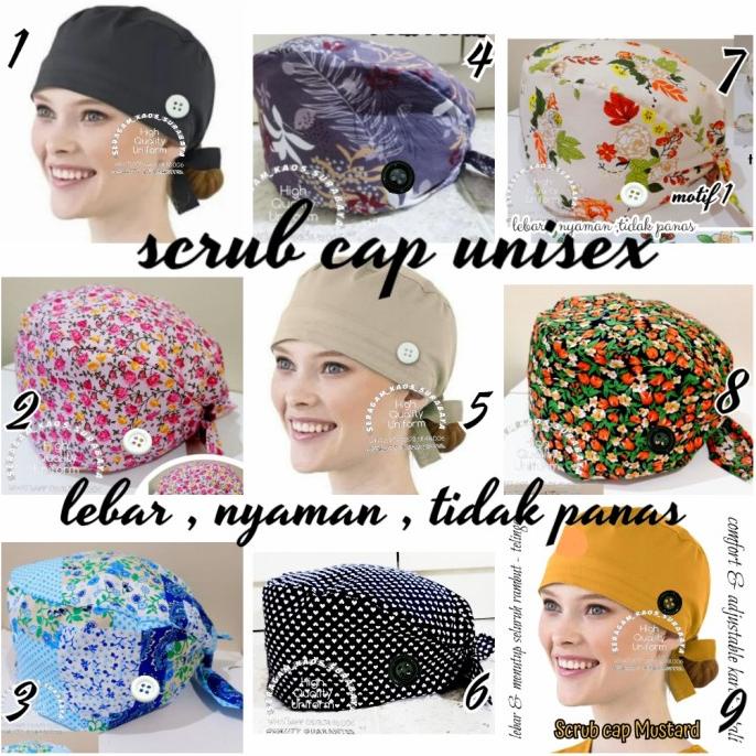 DISKON scrub cap hat scrub topi kain penutup.kepala MURAH