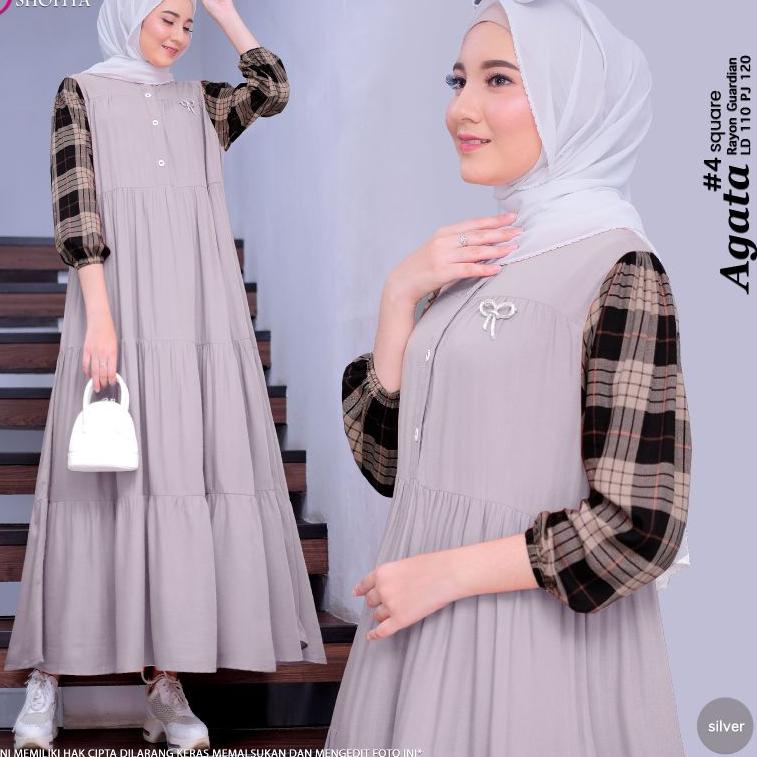 LANGSUNG ATC (NEW) MIDI DRESS WANITA FASHION MUSLIM //AGATA - SQUARE MIDI BY SHOFIYA