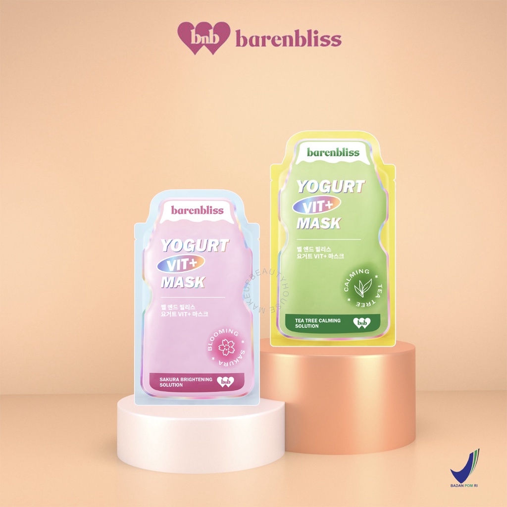 BNB BARENBLISS Yogurt Vit+ Mask - Calming Tea Tree | Blooming Sakura