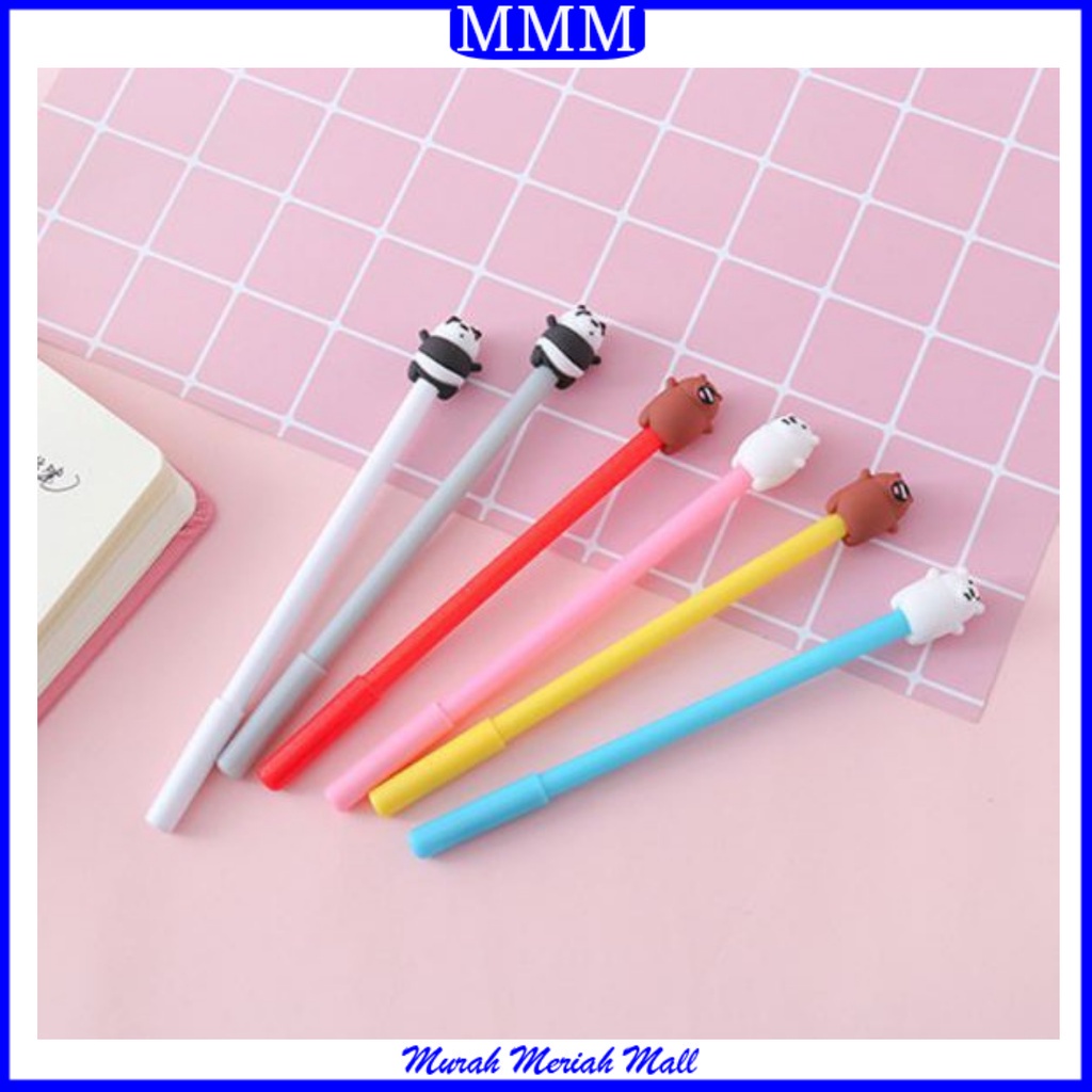 MMM Pena Gel Karakter Bare Bear Pulpen Bears Pen Motif Karakter Beruang Lucu Stationary Alat Tulis Sekolah Kantor ATK Murah Import