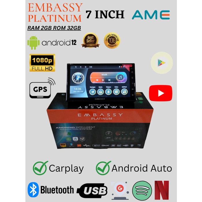 Terlaris Head Unit Android Embassy 7 Inch Platinum Ram 2Gb / Rom 32Gb