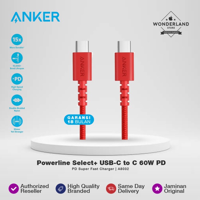 Anker Powerline Select+ USB-C to C 60W PD Super Fast Charger A8032