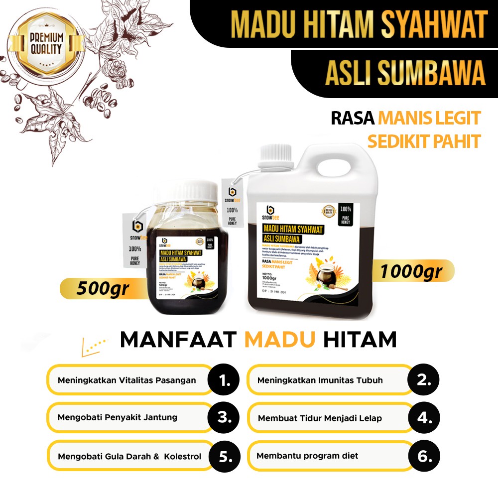 

MADU HITAM SYAHWAT SUMBAWA 1KG | SNOWBEE MADU HITAM MURNI SUMBAWA
