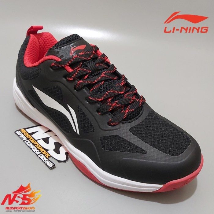 {MentariStore} Sepatu Badminton Lining Ultra Pro Original - BLACK RED 43 Murah