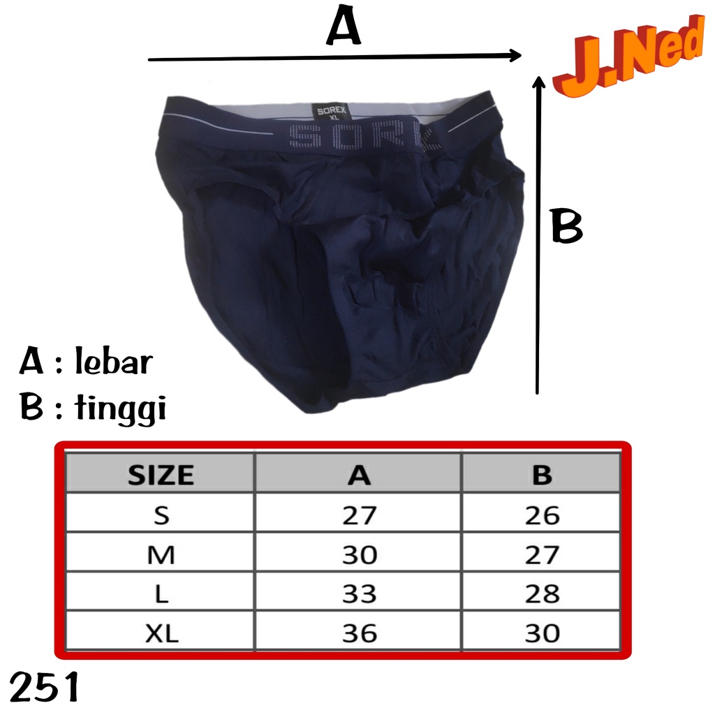 J251T - CELANA DALAM PRIA PRIA SOREX SIZE S, M, L, XL HARGA PER 3PCS