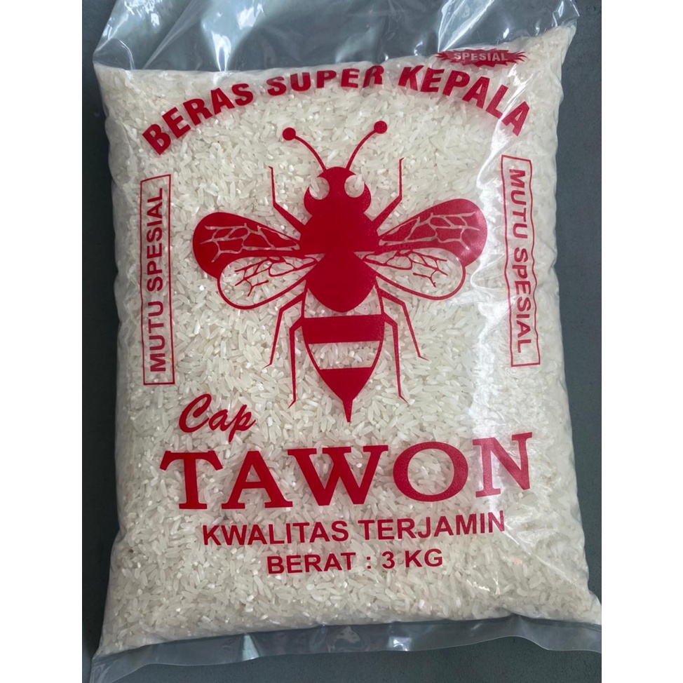 

Beras Super 3kg merk Tawon dan RojoLele