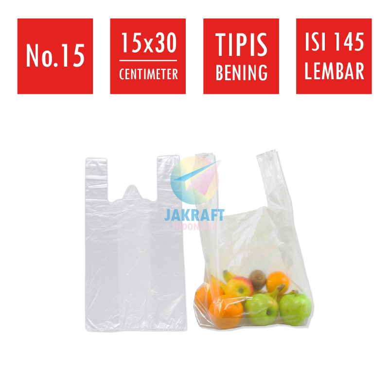 (250 Gram) Kantong Tas Plastik Kresek Bening (15) HDPE Putih Transparan High Quality
