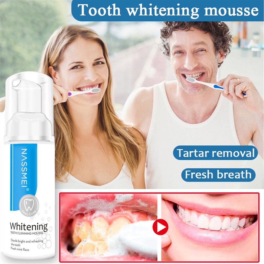 Teeth Whitening Mousse Toothpaste Cleaning Foam 60ml Pemutih Gigi Kuning &amp; Membersihkan Karang Gigi | Odol | Mousse Pasta gigi