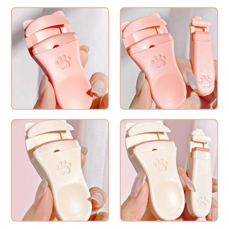 MMM Penjepit Bulu Mata 2 IN 1 Tapak Kucing Eyelash Curler Kit Plastics Beauty Tools Mini Jepitan Maskara Jepit Pelentik Bulu Mata Portbale Jejak Kaki Impor Murah