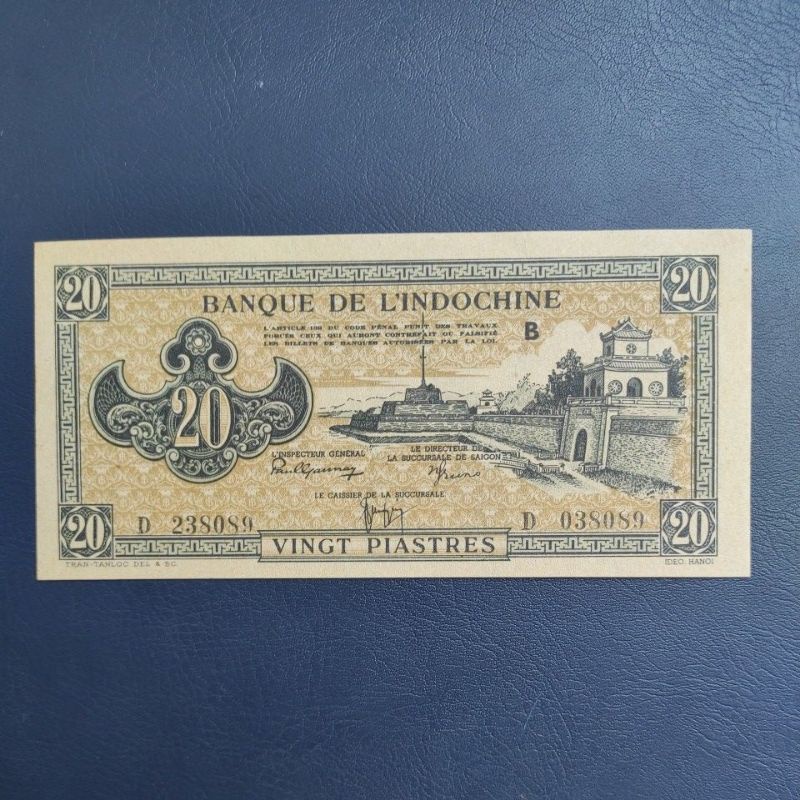Uang Asing Tua French Indo China 20 Piastres Tahun 1942 1945