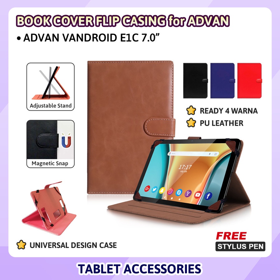 Advan Vandroid E1C Tab 7 inch Flip Case Stand Casing Bookcover Leather Flip Case Flipcase Flip Cover