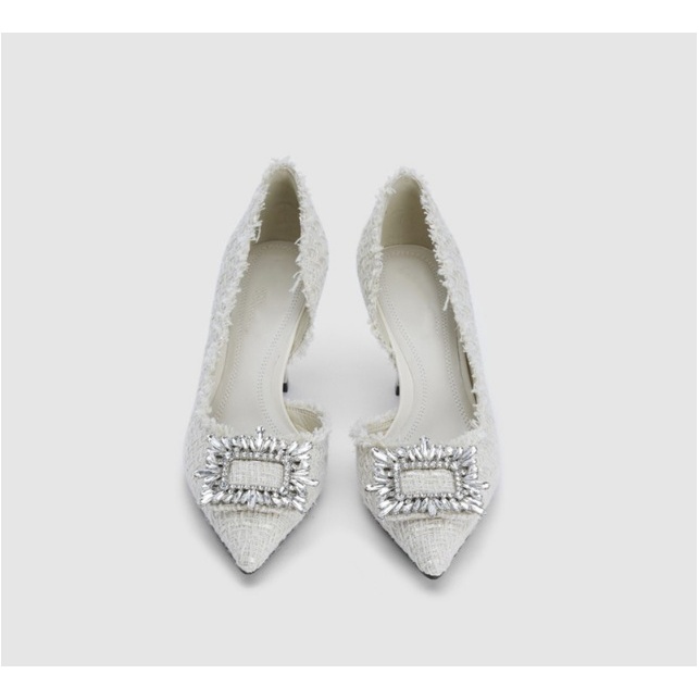 Heels wanita model terbaru IMPORT kekinian Sepatu wanita import Hak 6CM 2005 WHITE