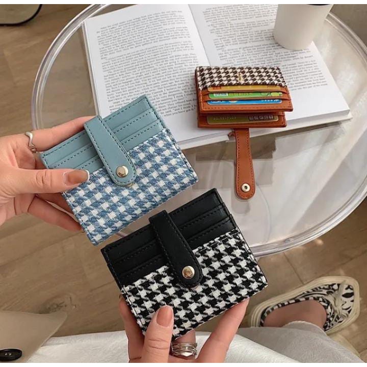Dompet Card Holder /Dompet Houndstooth / Dompet Kartu Kekinian / Dompet Slim Dompet Kecil Korea